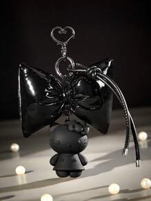 HELLO KITTY AND FRIENDS | SHEIN 卡通钥匙扣、包包挂钩、蝴蝶结配饰 - 黑色 - 查看 2