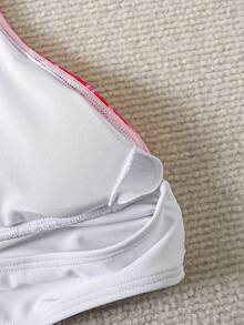 SHEIN Tween Girl Floral Print Halter Neck Swimwear Set, Beach Vacation - Multicolor - View 5