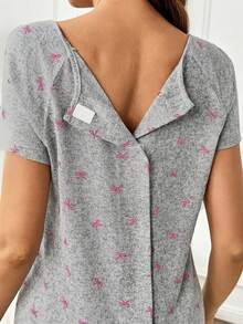 SHEIN Vestido de maternidad de manga corta con estampado de lazo - Rosa - Ver 8