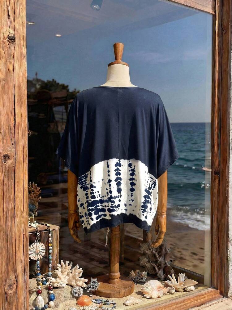 Plus Size Women's Printed Minimalist Daily Short Sleeve T-Shirt\Summer\Vacation Summer Tops Summer Outfits Summer Clothes  Spring  Spring Outfit Women Spring Clothes Country Style For Women Beach Outfits For Women  Beach Vacation Outfits For Women Seaside Retro Mannequin Window Display