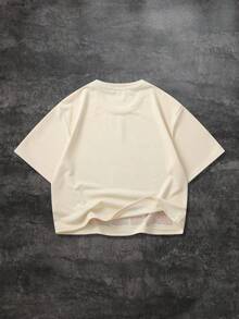 ROMWE MEN Street Life 男士休闲卡通印花短袖T恤，宽松版型，夏季款 - 白色 - 查看 3