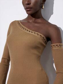 Aveloria Modichic 新款欧美复古时尚修身长袖毛衣连衣裙 - 青檸色 - 查看 4