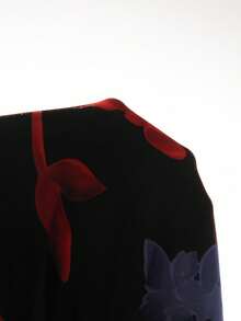 EastFlair 女士优雅印花露背连衣裙 - 紅色和黑色 - 查看 8