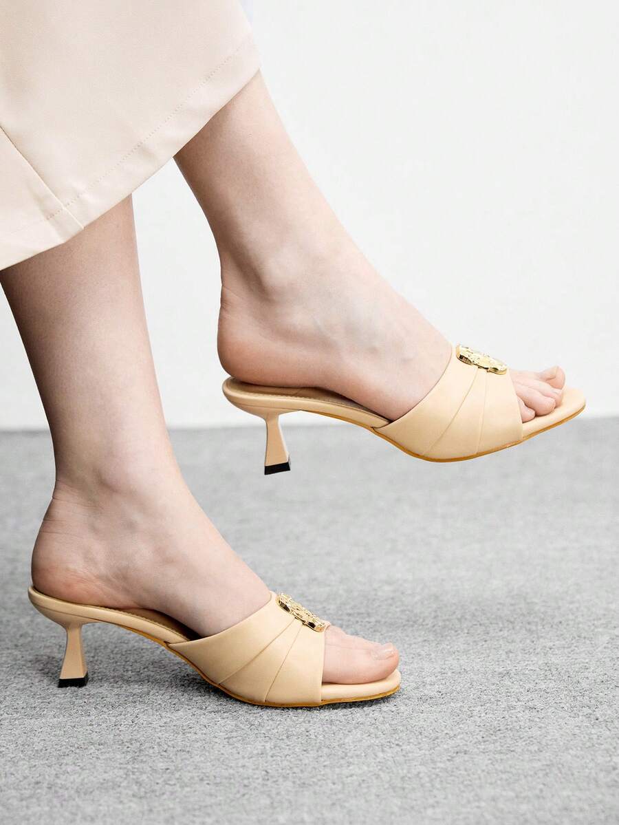 CUCCOO BIZCHIC 简约大方,时尚百搭,休闲职场通勤女式高跟凉鞋 - 杏色 - 查看 1