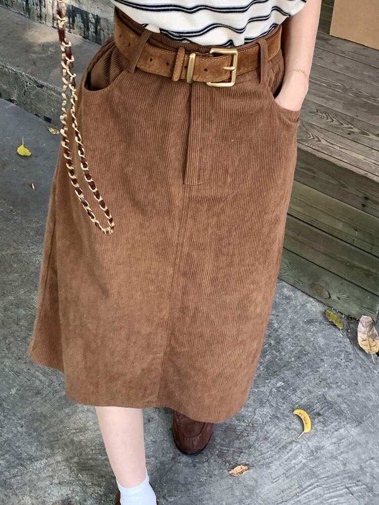 Women's Solid Color Minimalist Casual Skirt