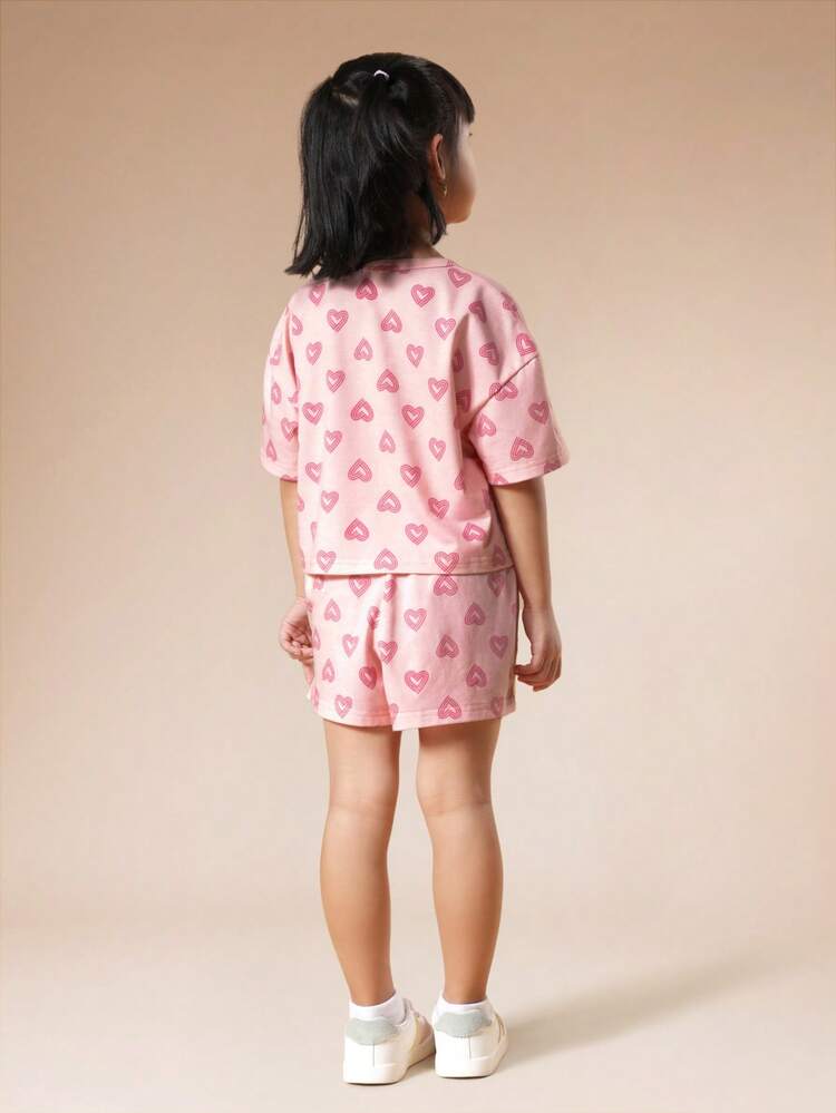 Ensemble haut et short à imprimé cœur