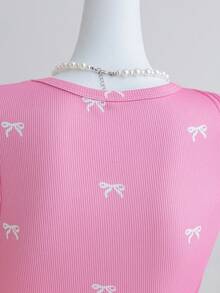 Sparklyn 3 件套青少年女孩背心，休闲优雅度假乡村郊游，买 1 送 3，3 件粉色，细肩带短款上衣配蝴蝶结刺绣花朵，春夏 - 彩色 - 查看 7