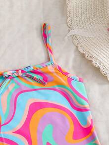 Emery Rose Kids 少女休闲混纺针织扎染V领无袖连衣裙 少女休闲街头风扎染吊带裙 假日穿搭 - 粉色 - 查看 8