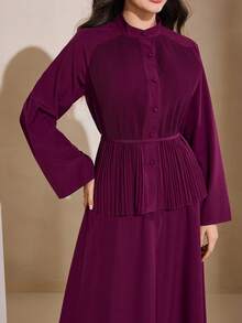 Graceveil Burgunderrotes plissiertes Crop Top mit Bindung vorne + Elastischer Taillenbund Rock, elegantes 2-teiliges Set für festliche Anlässe - Bordeaux - Übersicht 1