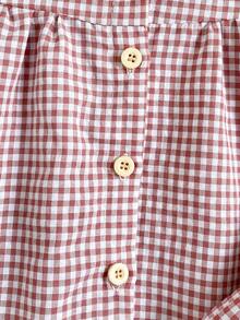 SHEIN 2pcs Baby Girls' Pink Plaid Cardigan Set, Comfortable Loose Fit With Ruffle Hem Design, Cute & Casual Outfit - Hot Pink - View 6