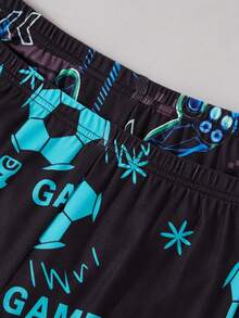 男童新款极简主义电子游戏和足球夜光修身舒适休闲四件套家居服，春夏款 - 彩色 - 查看 7