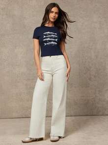 WESTFADE 鱼图案印花短袖婴儿T恤 - 藍色 - 查看 2