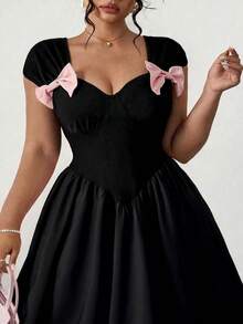 Elenzga Plus Size Black Elegant Summer Maxi Dress,Sweetheart Neck Bowknot Decor Sleeveless A-Line Festa Dress,Formal Long Party Beach Vacation Women Dresses - Black - View 2