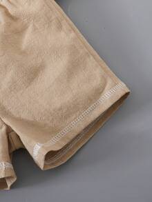 Souflis Souflis 幼儿男童趣味野生动物印花短袖衬衫短裤套装，春夏度假休闲装 - 卡其色 - 查看 8