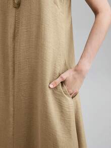 Ontre Đầm nữ dáng rộng không tay, phù hợp cho đi làm, công sở, thường ngày, đi nghỉ mát, đi biển, dự đám cưới, thanh lịch. - Màu Khaki - Xem 7