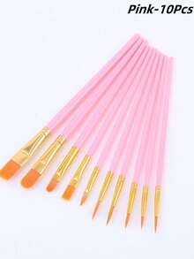 10pcs Artist Brush Set - Suitable For Acrylic, Oil, Watercolor, Face, Nail Art, Detail Painting And Rock Painting,Durable, Ease Of Use, Giftable, Versatile, Back To School,School Supplies - Multicolor - View 18