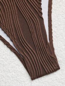 Swim Vcay Women's Casual Vacation Beach Party Printed Halter Bikini Set, 4pcs Swimsuit For Valentine's Day, Spring & Summer - Multicolor - View 5