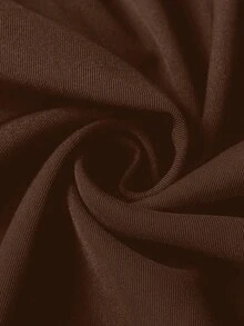 SHEIN Tall CURVE Große Größen TALL Serie Damen minimalistische plissierte gerade geschnittene Hose, geeignet für den Arbeitsweg - Braun - Übersicht 3