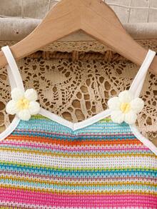 Emery Rose Kids Emery Rose Kids 两件套女童提花针织吊带背心和短裤套装 - 彩色 - 查看 6