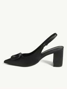 CUCCOO CHICEST Tacones altos de punta fina y tacón grueso para mujer, elegantes y sexy, estilo slip-on, adecuados para citas, té de la tarde, fiestas, eventos y uso diario - Negro - Ver 4