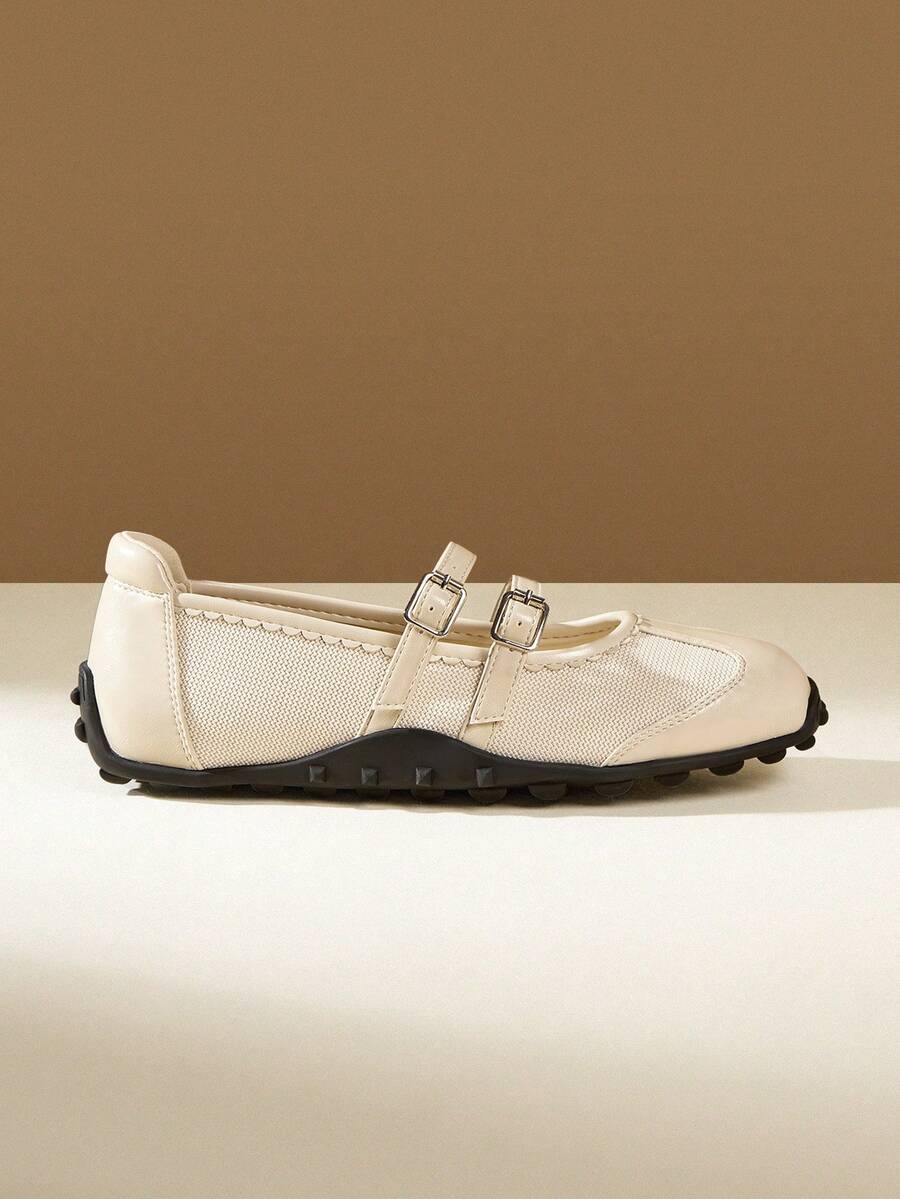 CUCCOO EASI 女士百搭简约搭扣休闲平底鞋 - 杏色 - 查看 1