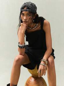 SoleilVie Women's Summer Casual Vacation Black Linen Jumpsuit - Black - View 5