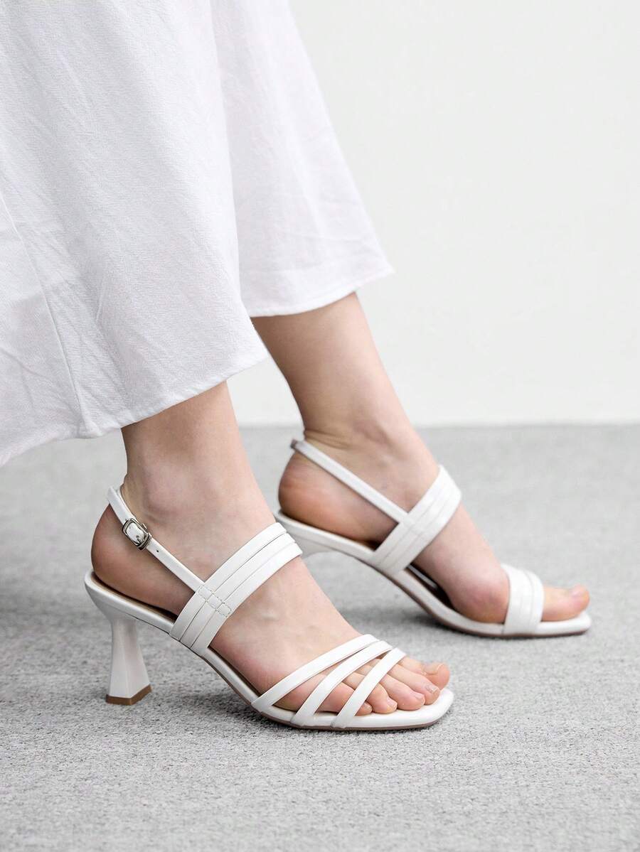 CUCCOO BIZCHIC Sandalias de tacón para mujer - Blanco - Ver 1