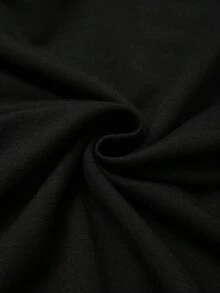 SHEIN CURVE+ 大码撞色圆领短袖短裤运动套装休闲两件套女式短袖短裤套装运动短裤短袖上衣 - 黑色 - 查看 6