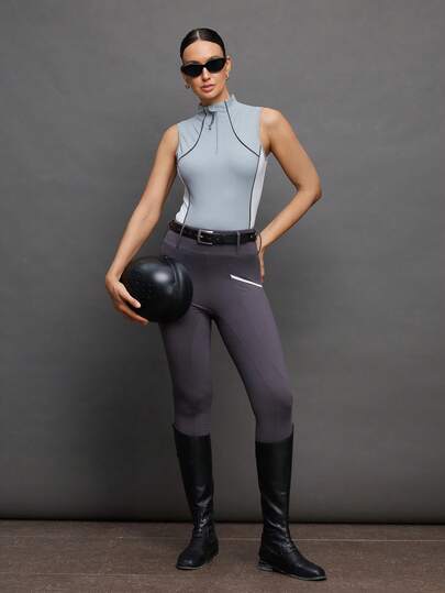 Activina Women's Casual Sports Half-Zip Sleeveless Equestrian Jacket