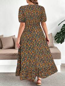 SHEIN Clasi 大码夏季休闲度假碎花花瓣袖连衣裙 - 彩色 - 查看 2