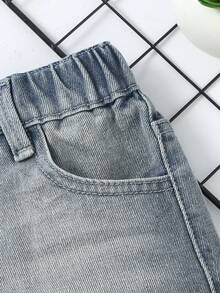 Kleine Jungen Jeans Shorts, Sommer Bestseller, mittelblauer Jeans Farbton, Y2K Collegiate Streetwear Stil, vielseitig, markantes abgenutztes Design, bequeme Baumwolle, geeignet für Outdoor, Schule, Pendeln, Party, Schulanfang 2026 Neuheit - Mittele Waschung - Übersicht 6