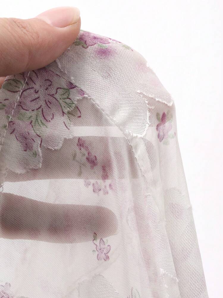 Tulip Print French Style Mid-Length Dress For Women Sundress Floral Dresses For Women