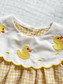 Vintaside Kids Đầm không tay màu vàng họa tiết thường ngày cho bé gái, thích hợp cho các buổi đi chơi, mặc hàng ngày, gặp gỡ bạn bè, tiệc sinh nhật, ngày Valentine. - Màu vàng - Xem 5