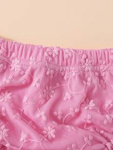 SHEIN سروال قصير مطرز بالدانتيل للبنات الرضع حديثي الولادة، سراويل داخلية، مناسبة للتنسيق مع مختلف الملابس، عيد الميلاد - روز أحمر - مشاهدة 3
