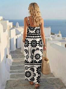 EMERY ROSE Bộ jumpsuit không tay dáng rộng thoải mái, tối giản, phong cách bohemian, thanh lịch, cổ điển, lãng mạn, in hoa, thích hợp cho nữ, phù hợp cho mùa xuân/hè. - Nhiều màu - Xem 2