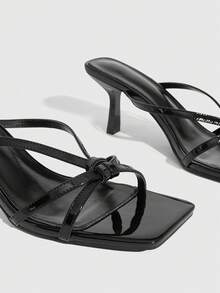 CUCCOO SZL Women's Square Toe Party Sandals Valentine's Day - Black - View 7