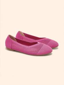 CUCCOO BASICS Zapatos planos casuales y versátiles para ir al trabajo, de unicolor y transpirables para mujeres - Rosa - Ver 7