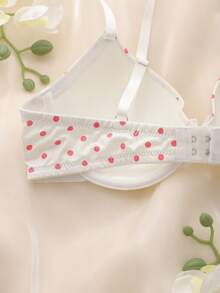 粉色，带钢圈，模杯，高支撑，提拉塑形，波点图案，可爱优雅女士文胸 - 粉色 - 查看 4