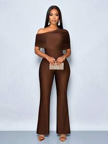 SOLERSUN 女士连体裤：性感、优雅、通勤、简约、露肩、收腰针织棕色连体裤，春夏女装，海滩度假、约会、派对皆宜 - 咖啡棕 - 查看 7