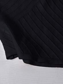 GlowEve Blusa de punto elegante y de moda con decoración de botones de unicolor para mujer - Negro - Ver 5