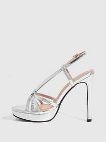 CUCCOO SZL Women's Buckle Design Fashionable And Elegant High-Heeled Sandals - Silver - View 8