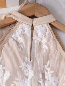 SHEIN Đầm dự tiệc hai lớp voan xếp lớp trang trí nơ cho bé gái - Nhiều màu - Xem 9
