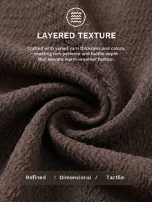 Siren Gaze 女士夏季休闲度假日常通勤纯色纹理面料不对称领修身衬衫 - 咖啡棕 - 查看 9