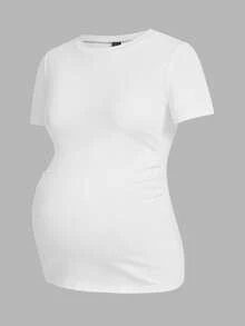 Modmama Maternity Casual Solid Color Short Sleeve T-Shirt For Summer - Multicolor - View 10