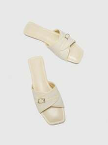 CUCCOO BIZCHIC Simple And Versatile Temperament Comfortable Fashion Generous Commuter Vacation Beach Flat Sandals Spring Shoes - Milk apricot - View 10