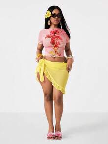 Coolane Women's Spring/Summer Streetwear Chic Boho Beach Outfits Daily Wear Sheer Straps Butter Yellow Mini Skirts - Light Yellow - View 5