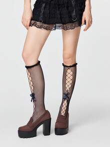 ROMWE Goth Tacones para mujer - Gamuza Marrón - Ver 2