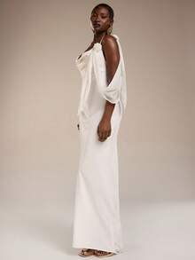Normani 女士纯色梭织长款吊带连衣裙 - 白色 - 查看 3