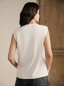 Anewsta 女士休闲街头沙滩度假风棕榈树刺绣白色无袖T恤沙滩上衣女士夏季上衣 - 白色 - 查看 6