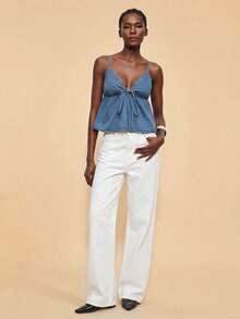 Travachic Women's Blue Denim Top, Vacation Tank Top, Summer Vacation Outfit, Casual Wear, Summer Tops .Beach Outfits - Light Wash - View 7